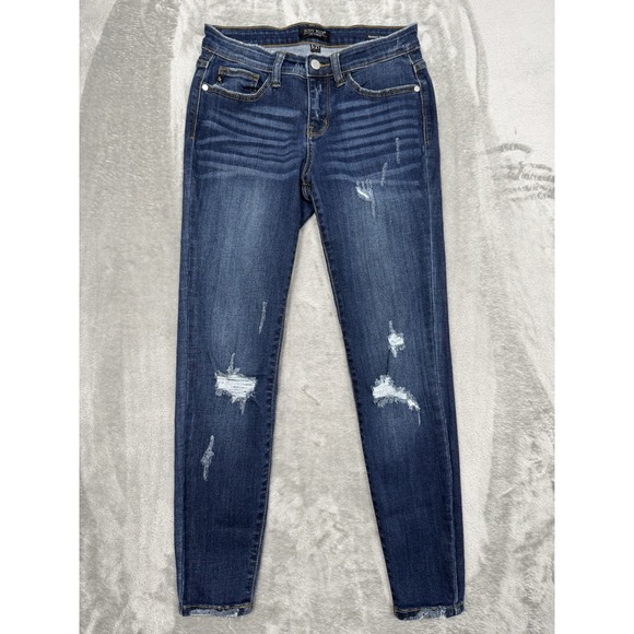 Judy Blue Denim - Judy Blue Skinny Fit Jeans Womens 5/27 27x26Blue Stretch Denim Pants Distressed